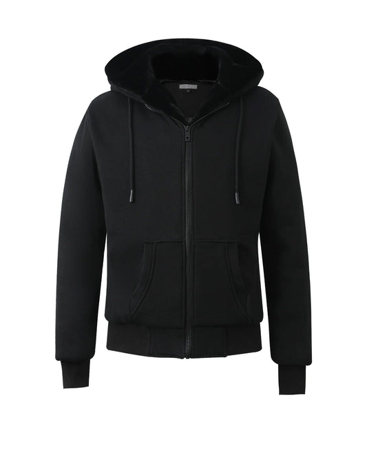 T.O. Collection Boy's Black X Style Hoodie with thumb hole - Black Removeable Fur