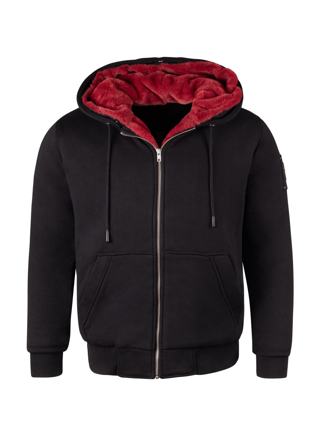 Boy's Black Hoodie - Red Removable Fur