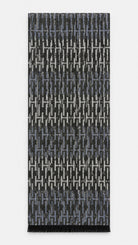 T.O. Collection Linear Geometric Scarf - Charcoal / Blue / Ivory