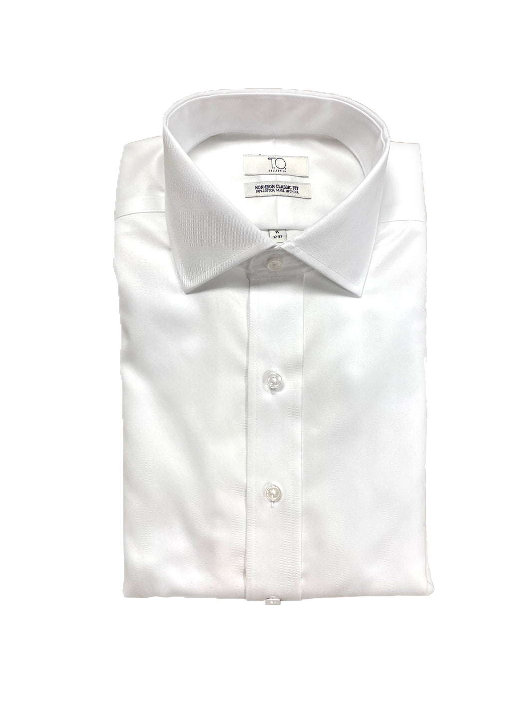 Men's White Twill Non-Iron Button Cuff Shirt