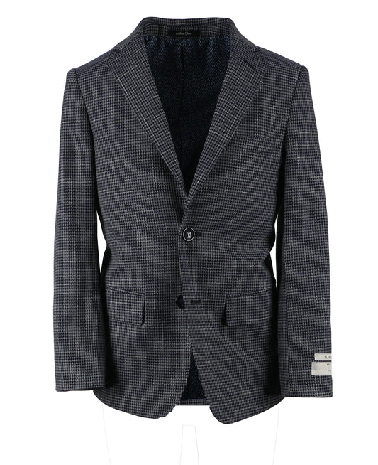 T.O. Boy's Patched Pocket Fashion Blazer - Houndstooth Navy