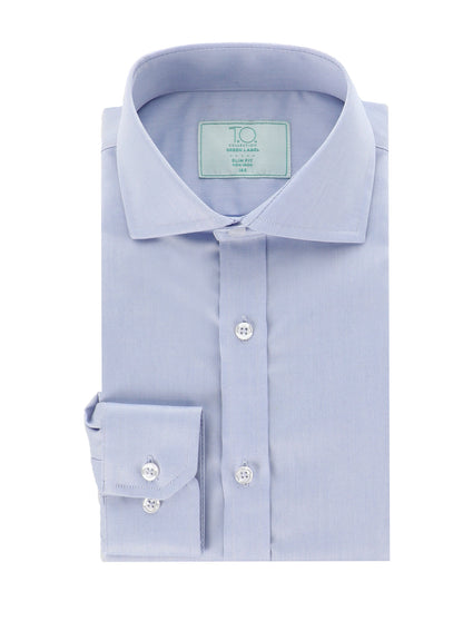 T.O. Collection Boy's Green Label Solid Blue Non Iron Shirt