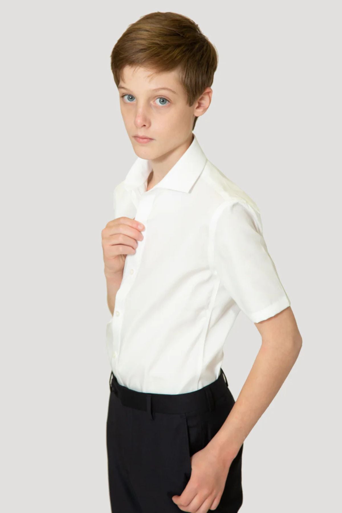Boy's Short Sleeve Stretch Non-Iron Shirt