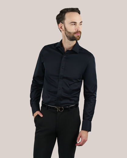 T.O. Collection Men's Green Label Solid Black Non Iron Shirt